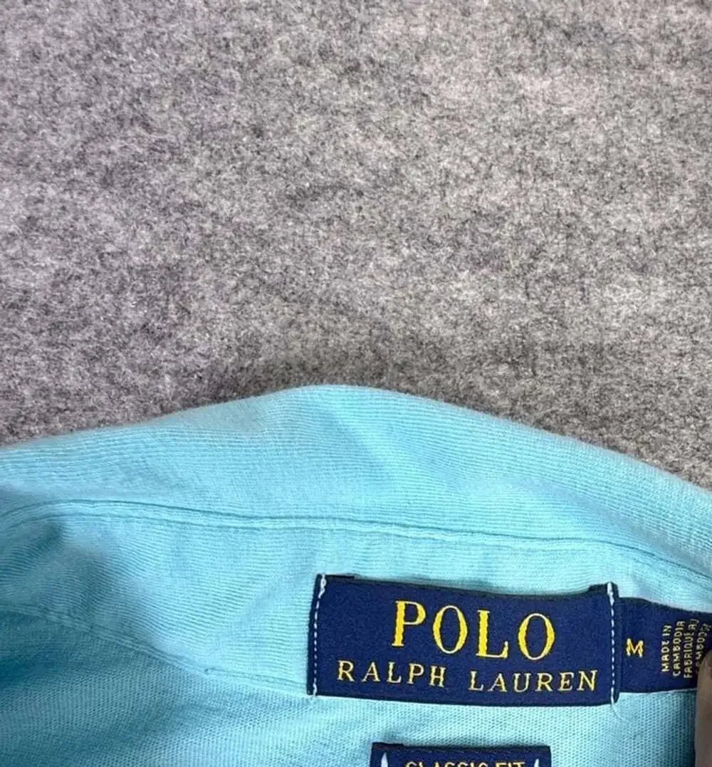 Polo Ralph Lauren Classic Fit Polo Shirt Size M Light Blue Pocket 100% Cotton